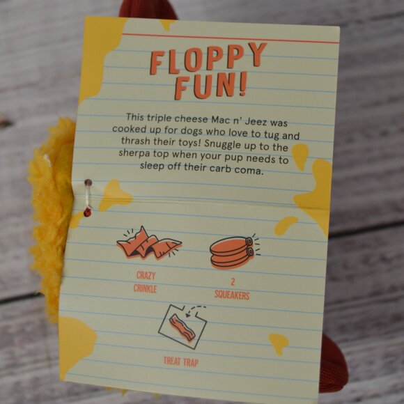 Bark Box Dog Toy Mac N' Jeez Cheese Squeaker Crinkle Small 0-20 Lbs NEW - Picture 4 of 12